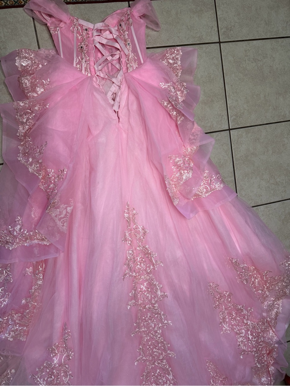 Pink Princess Ball Gown Quince Prom Cosplay Corset Dress Size 6 NWOT - Picture 5 of 16
